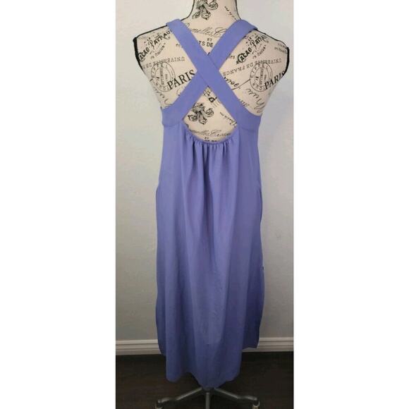 Athleta Arrival Maxi Dress Women's XS Adonis Blue Pockets Cross Back Athleisure - Picture 8 of 12